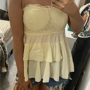 Dry goods strapless top with lace detail